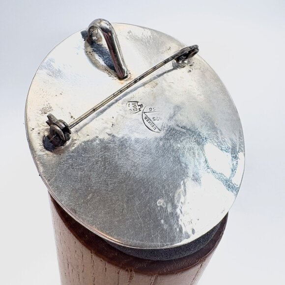 VTG Sterling Silver 925 Mayan Calendar Sun Textured Brooch Size 2" Diameter - Picture 6 of 10